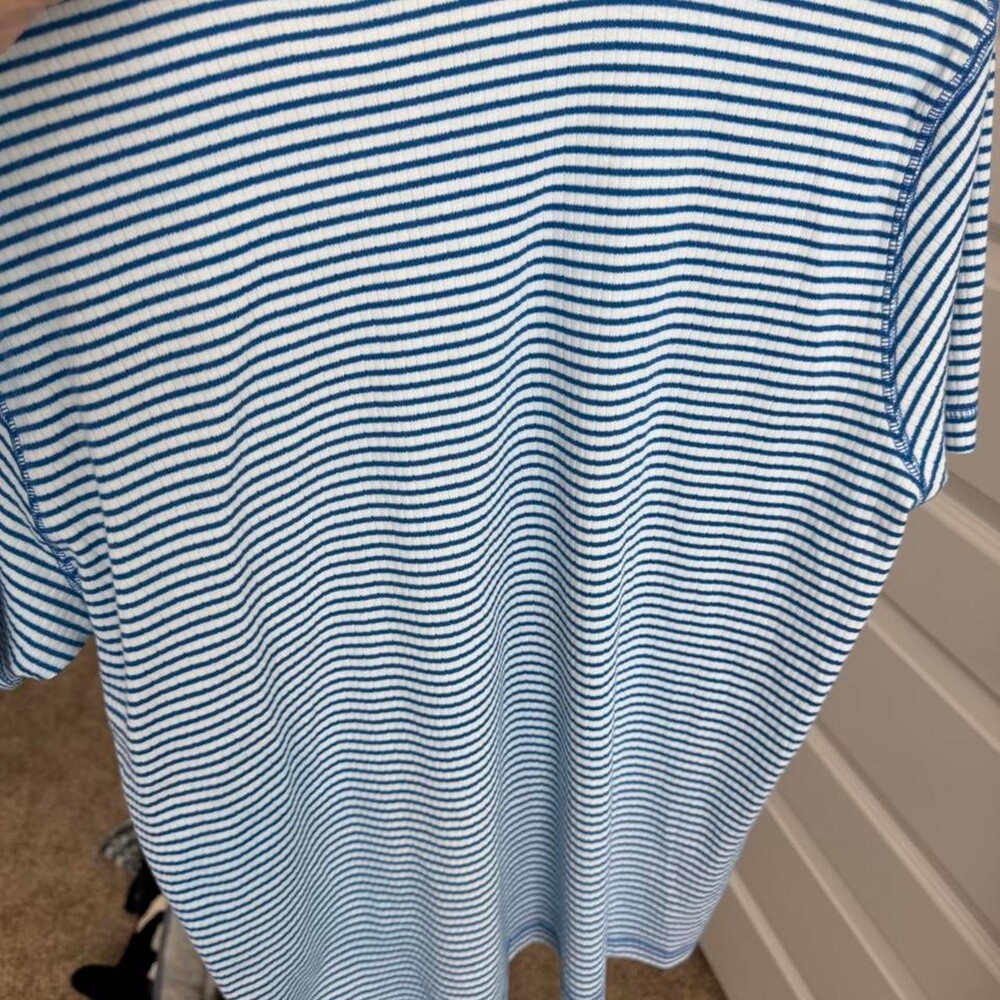vintage Jaqueline Smith white and blue striped cotton & polyester t-shirt in XL - Picture 3 of 3